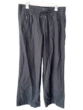Athleta Pants Women's 14 Tall Black Cabo Linen Wide Leg Coastal Casual